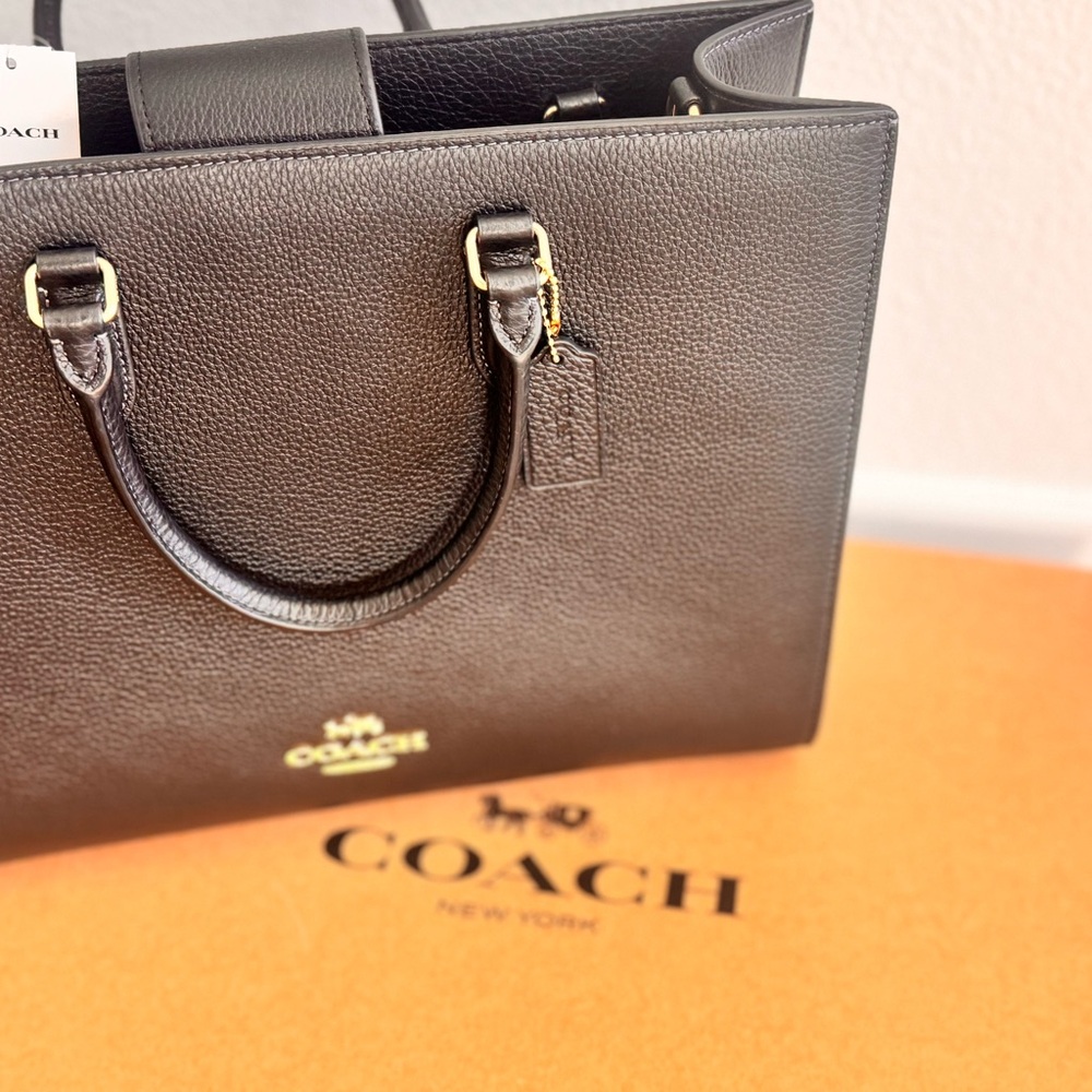 Coach Black Leather Tote Bag